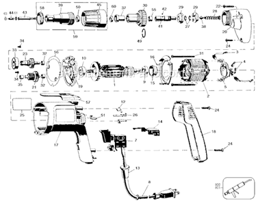 Page A Diagram and Parts List for 2037 Type 101 Black and Decker Electric Drill